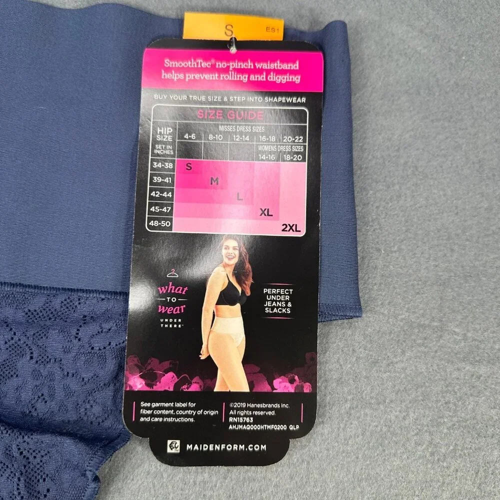 Maidenform Womens Size Small Shaper Thong Firm Control Lace Navy Blue New